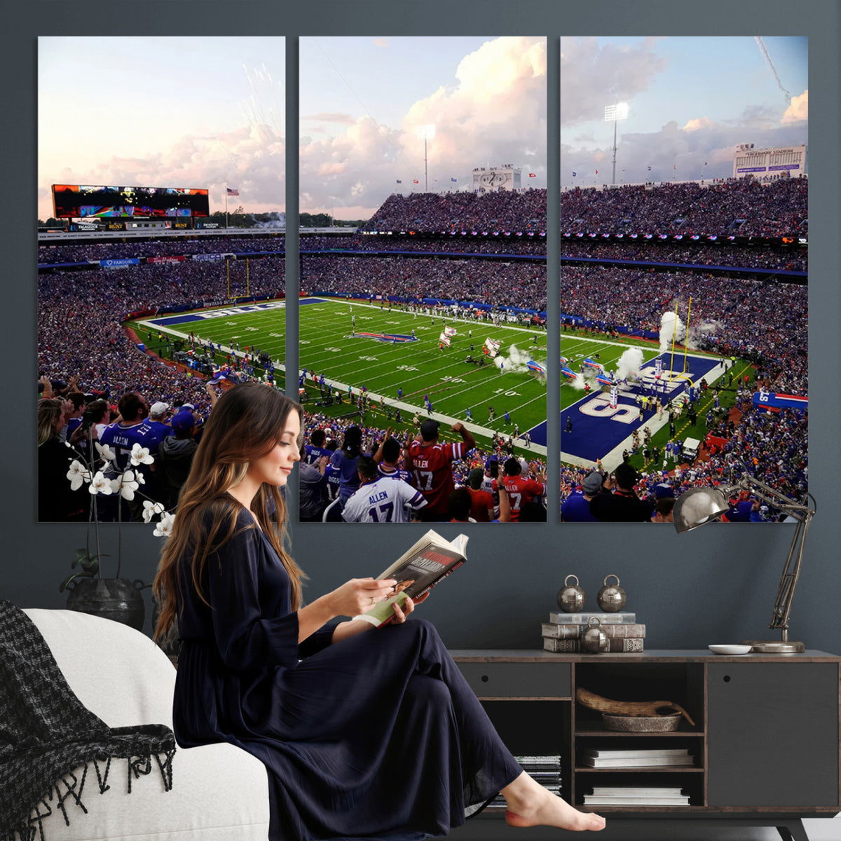 64066-MGV-CV-36X24 - Buffalo Bills Football Team Print - Buffalo Highmark Stadium Wall Art Canvas Print