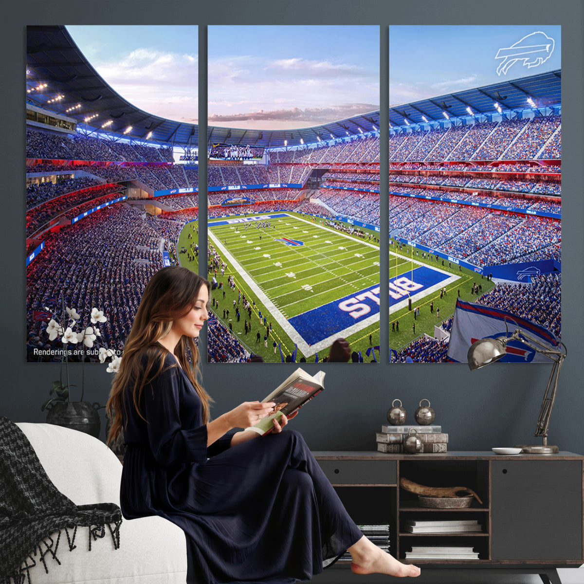 57873-MGV-CV-36X24 - Buffalo Bills Football Team Print Canvas - Buffalo Highmark Stadium Wall Art Canvas Print