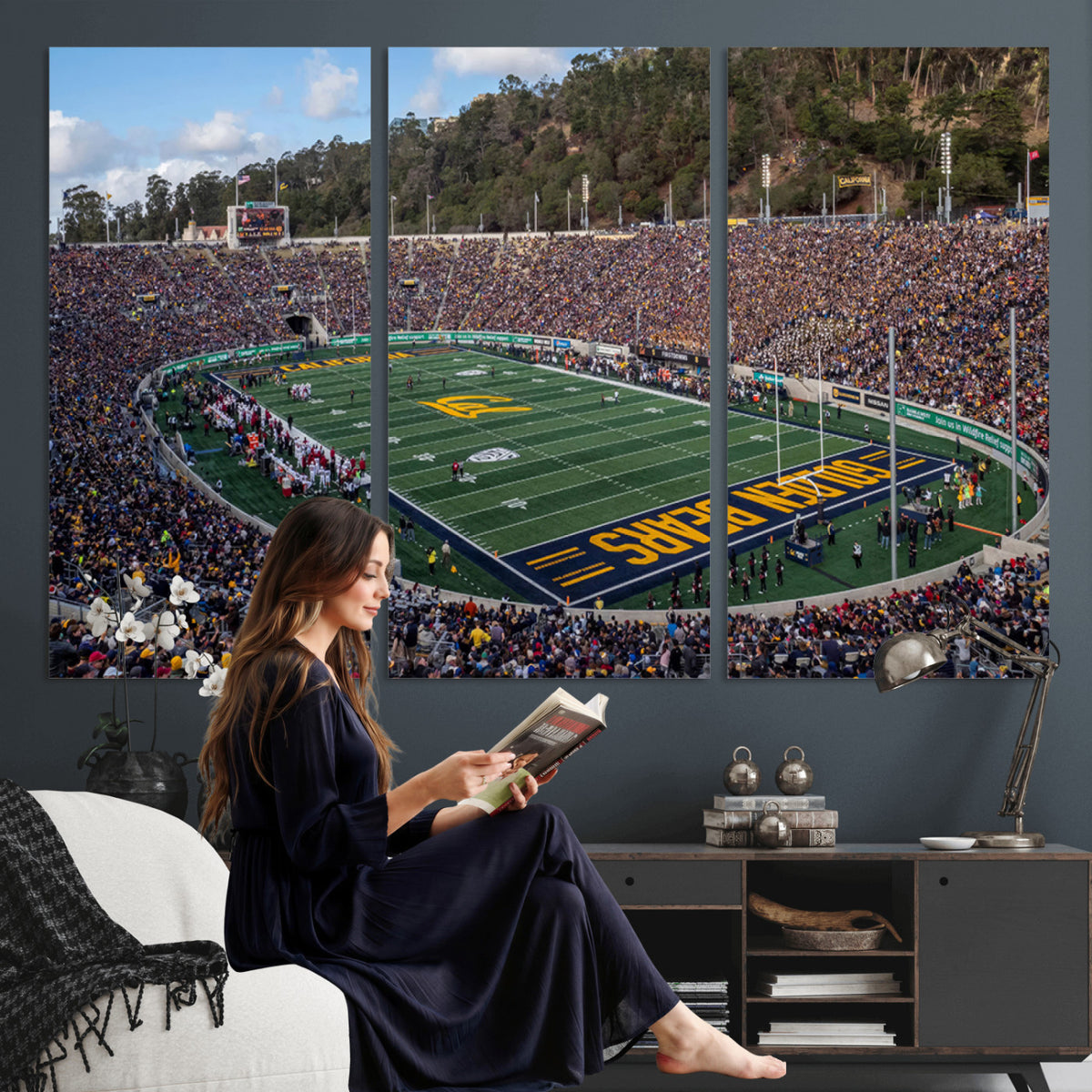 38054-MGV-CV-36X24 - University of California Golden Bears Football Team Print - Berkeley California Memorial Stadium Art