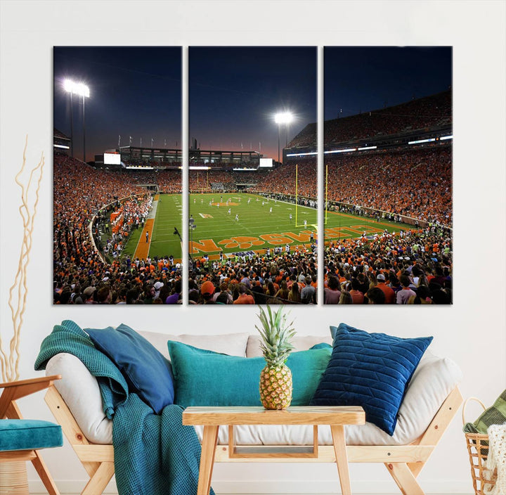 Clemson University Tigers Football Team Print - Clemson Memorial Stadium Wall Art Canvas Print