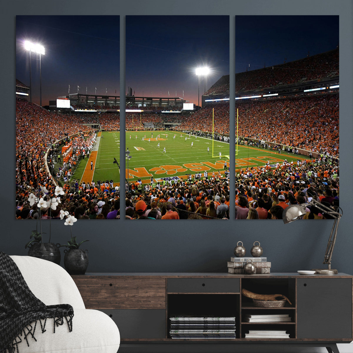 32340-MGV-CV-36X24 - Clemson University Tigers Art Print, Football Team Print