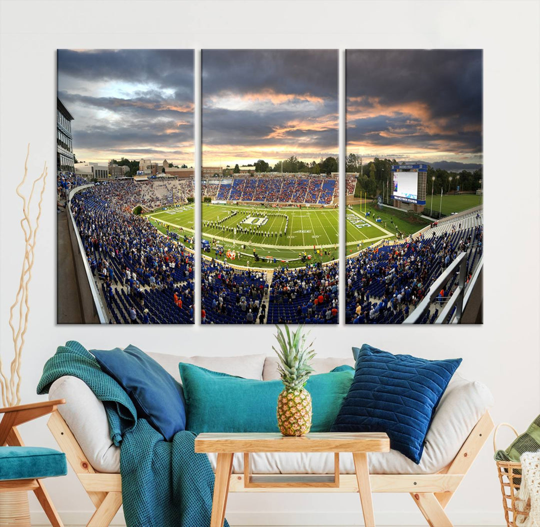 Duke University Blue Devils Football Team Print - Durham Wallace Wade Stadium Wall Art Canvas Print