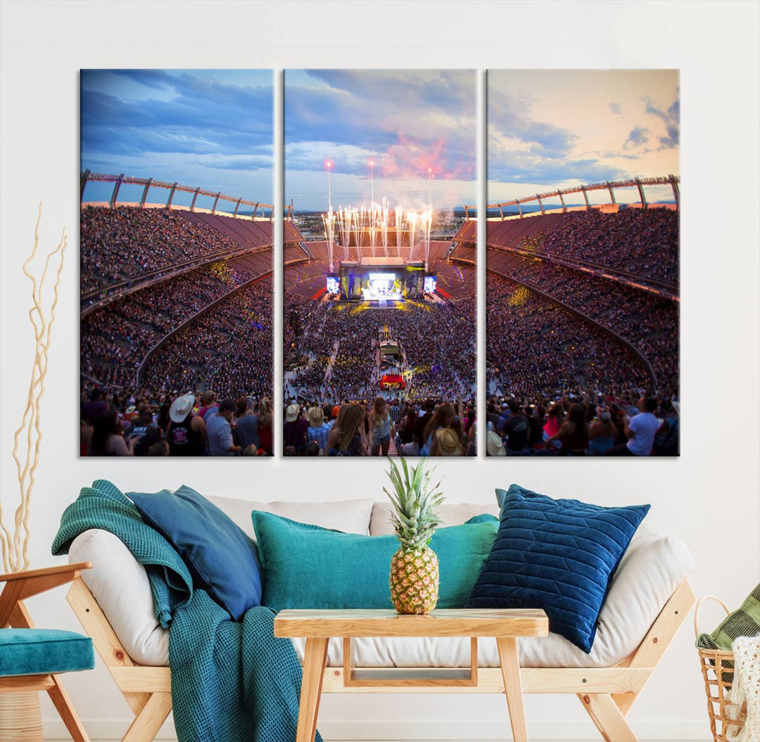 Denver Broncos Football Team Print - Empower Field at Mile High Stadium Wall Art Canvas Print