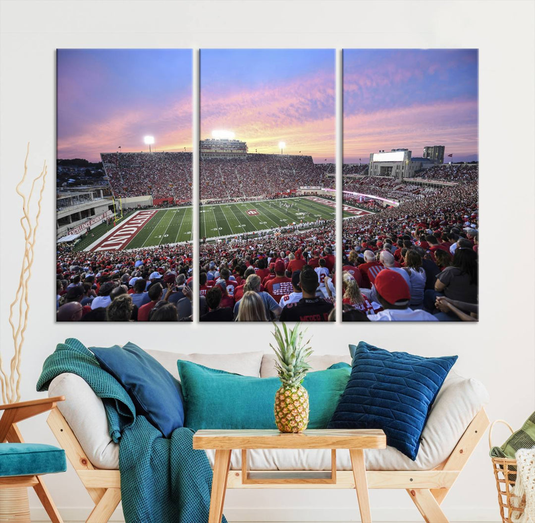 Indiana University Hoosiers Football Team Print - Bloomington Memorial Stadium Wall Art Canvas Print