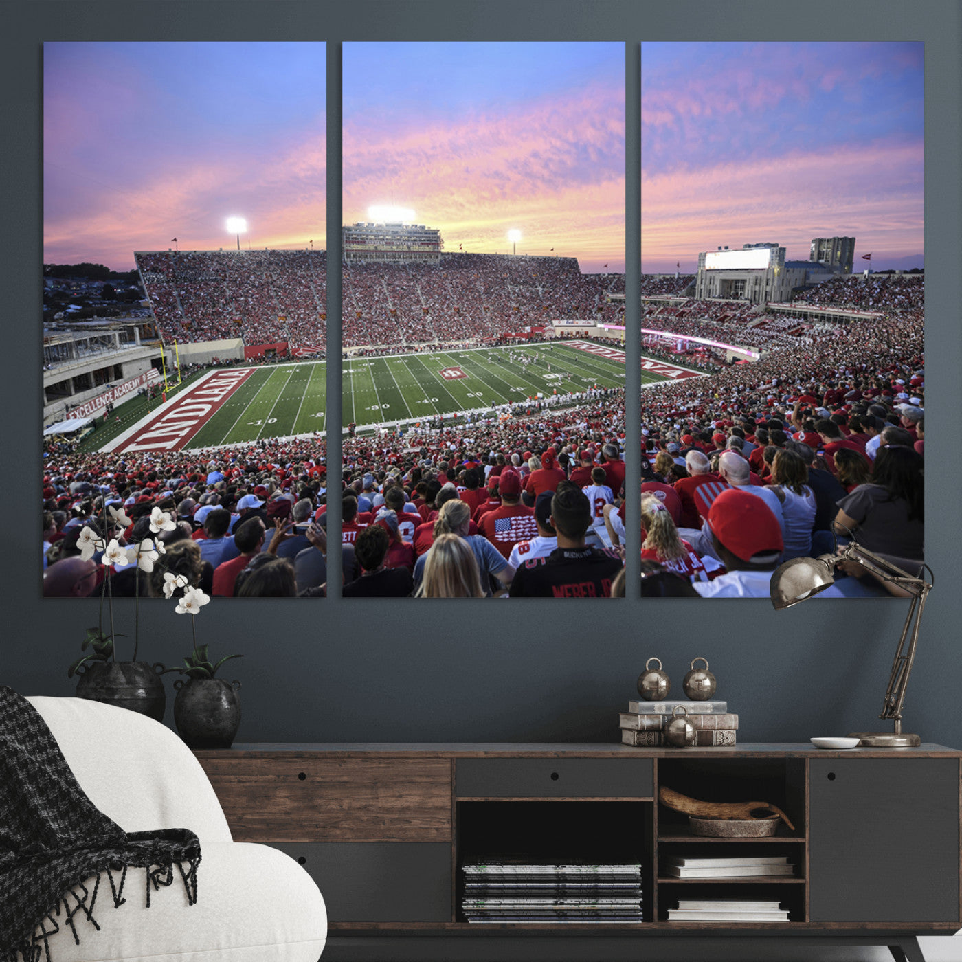 13046-MGV-CV-36X24-Indiana University Hoosiers Football Team Print - Bloomington Memorial Stadium Wall Art Canvas Print