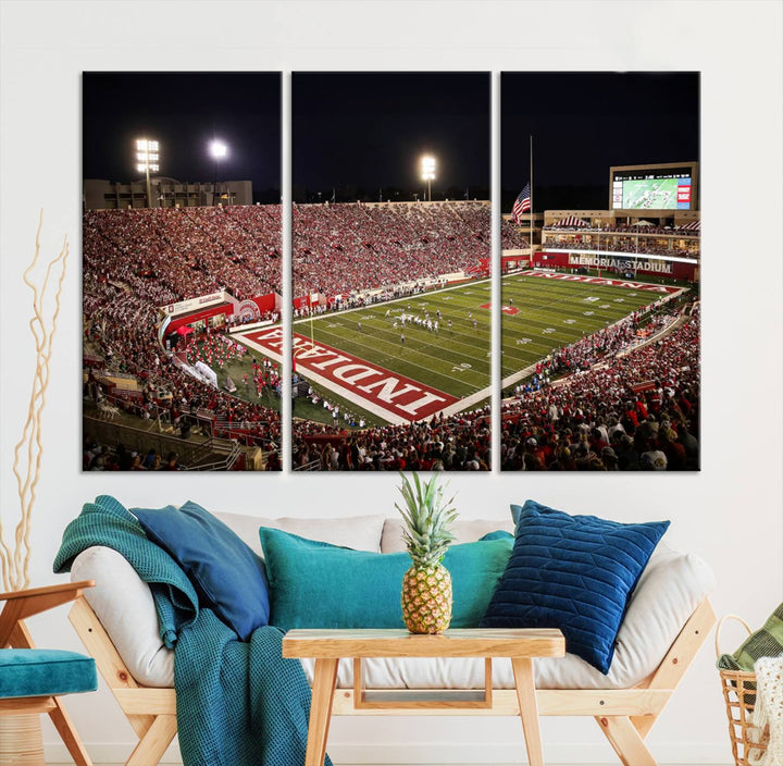 Indiana University Hoosiers Football Team Print - Bloomington Memorial Stadium Wall Art Canvas Print