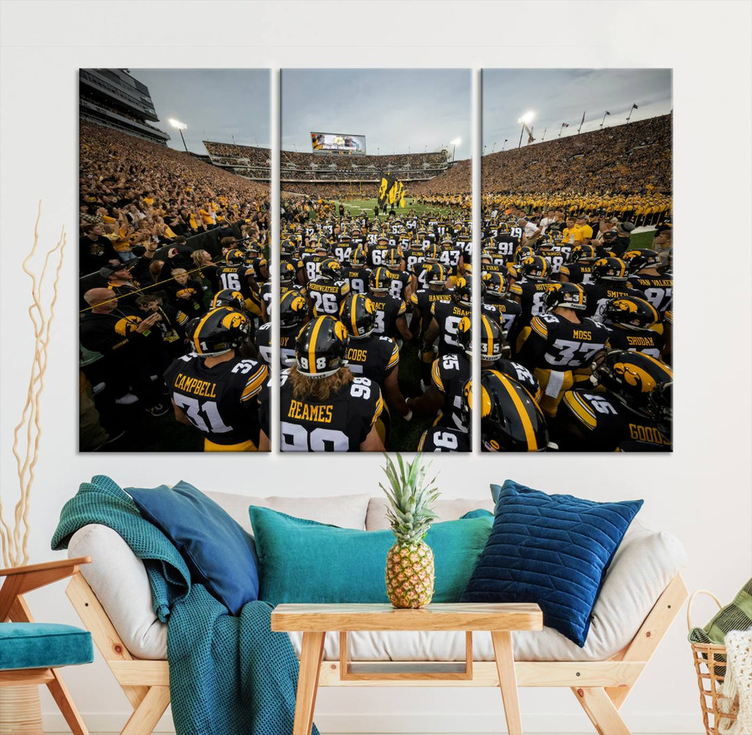 Iowa University Hawkeyes Football Team Print - Iowa City Kinnick Stadium Wall Art Canvas Print