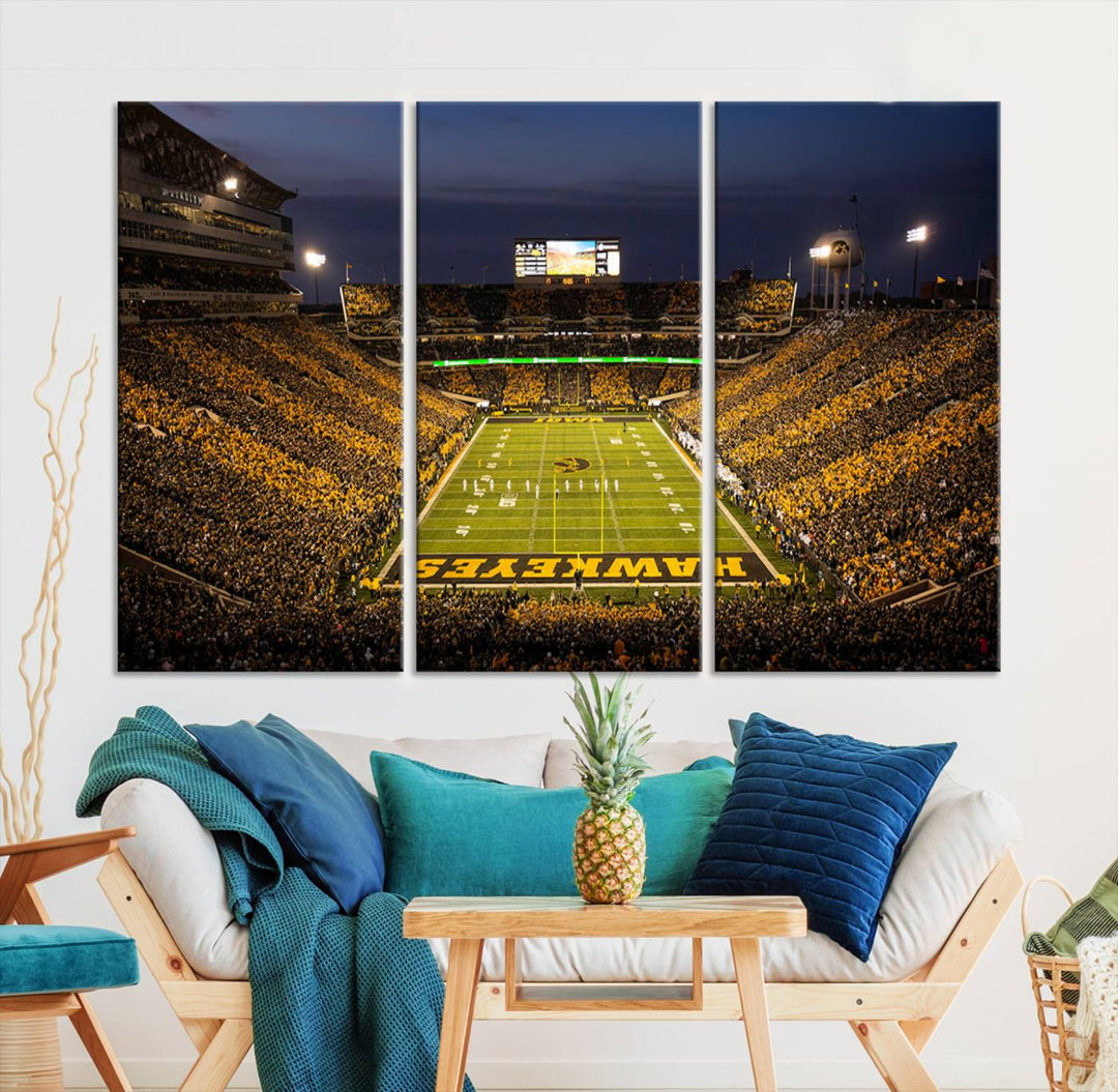 Iowa University Hawkeyes Football Team Print - Iowa City Kinnick Stadium Wall Art Canvas Print