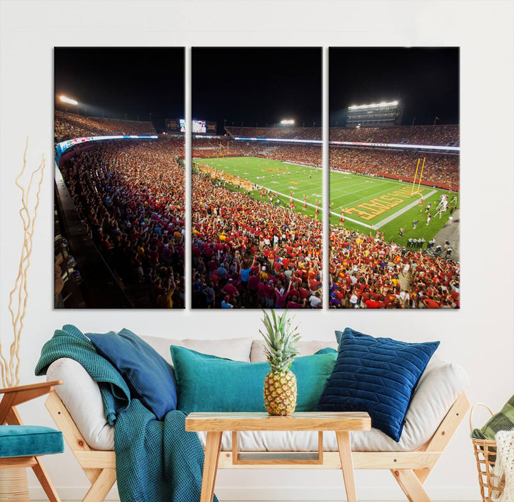 Iowa State University Cyclones Football Team Print - Ames Jack Trice Stadium Wall Art Canvas Print