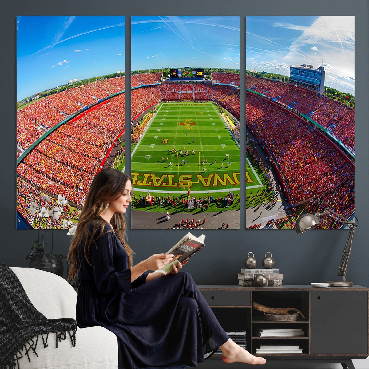 36706-MGV-CV-24X16 - Iowa State University Cyclones Football Team Print, Ames, Framed and Ready to Hang