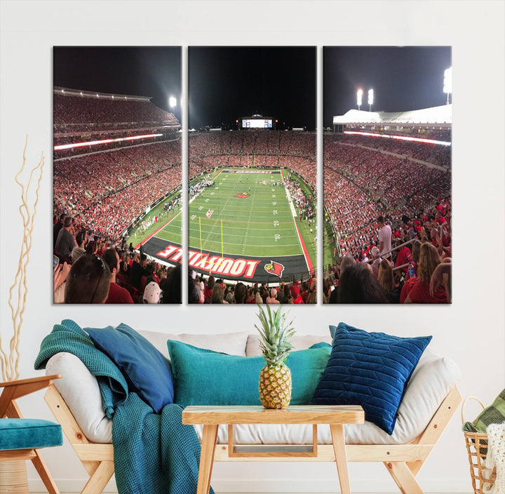 University of Louisville Cardinals Football Team Print - Louisville Cardinal Stadium Wall Art Canvas Print