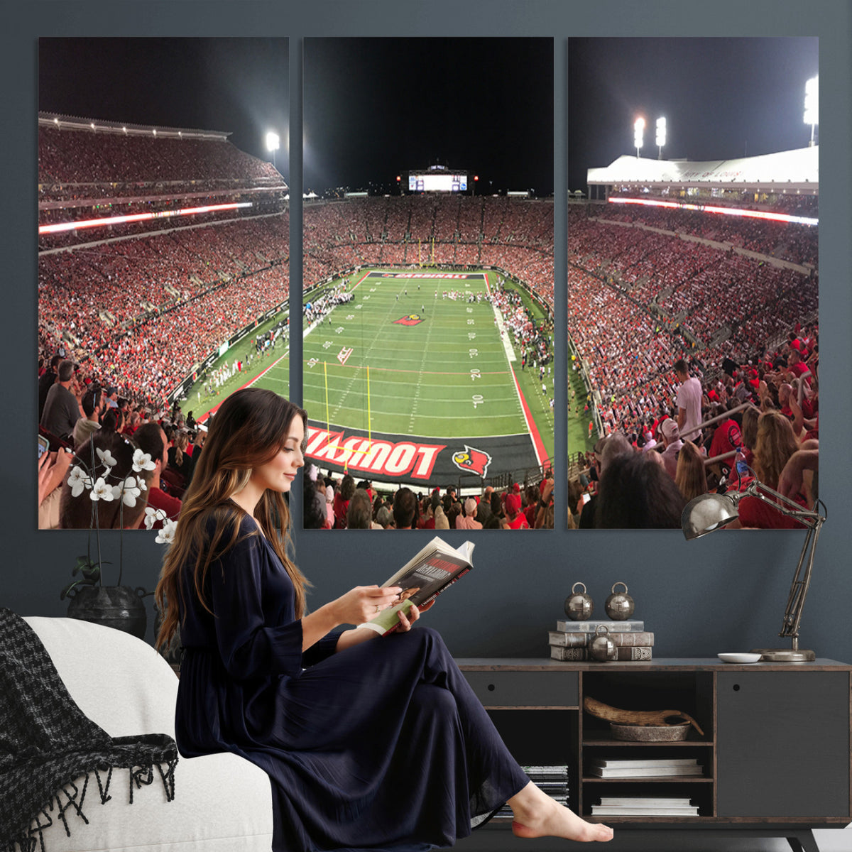 51251-PAN-FL-20X10 - University of Louisville Cardinals Football Team Print - Louisville Cardinal Stadium Wall Art Canvas