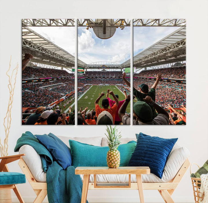 Miami Hurricanes Football Team Print - Miami Hard Rock Stadium Wall Art Canvas Print