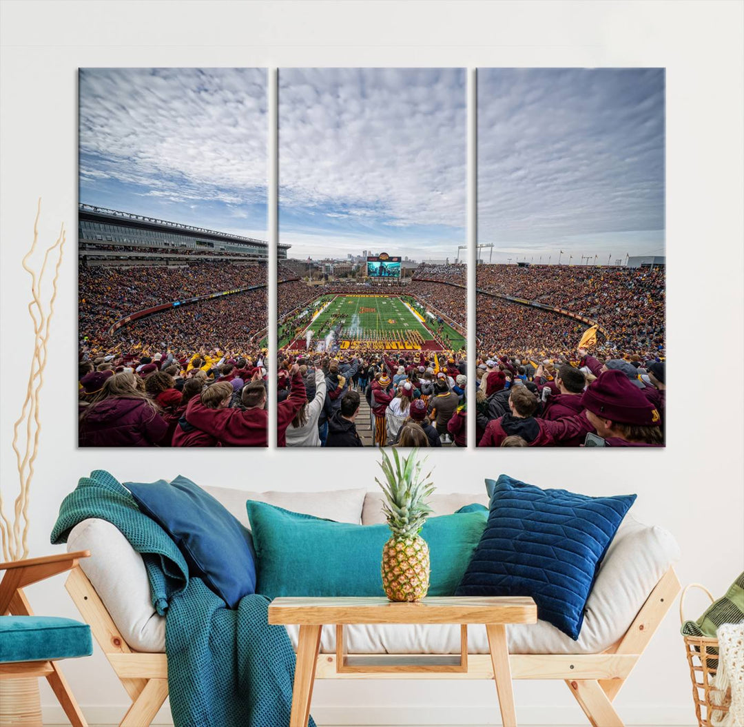 University of Minnesota Golden Gophers Football Team Print - Minneapolis Huntington Bank Stadium Wall Art Canvas Print