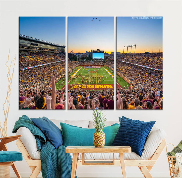 University of Minnesota Golden Gophers Football Team Print - Minneapolis Huntington Bank Stadium Wall Art Canvas Print