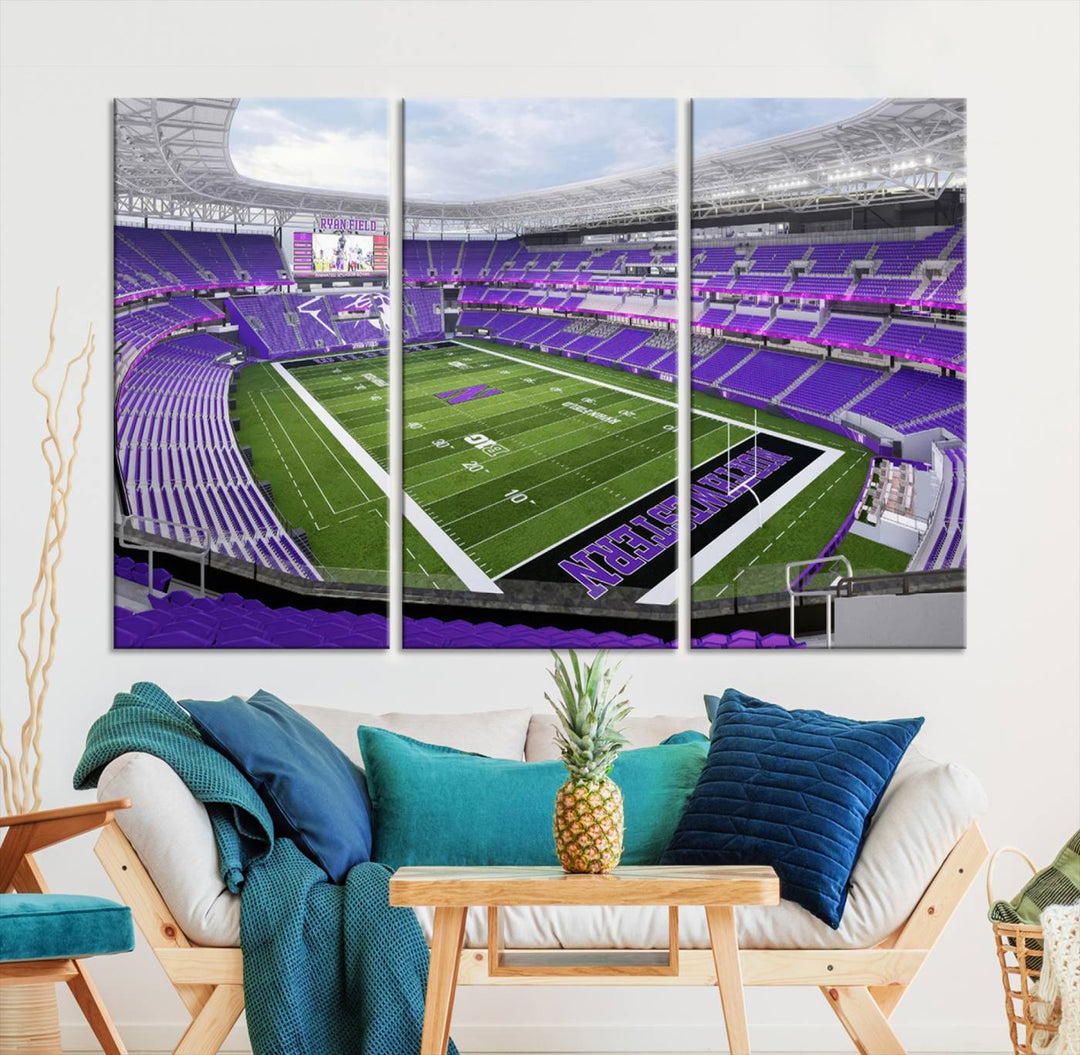 Northwestern University Wildcats Football Team Print - Evanston Ryan Field Wall Art Canvas Print