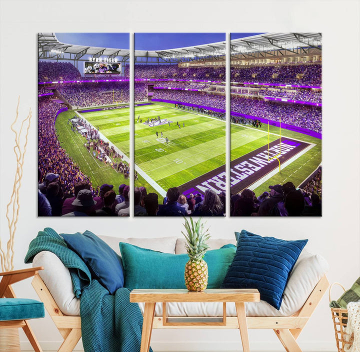 Northwestern University Wildcats Football Team Print - Evanston Ryan Field Wall Art Canvas Print