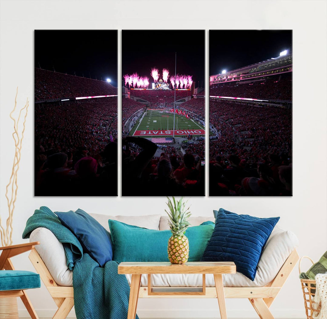 Ohio State University Buckeyes Football Team Print - Columbus Ohio Stadium Wall Art Canvas Print