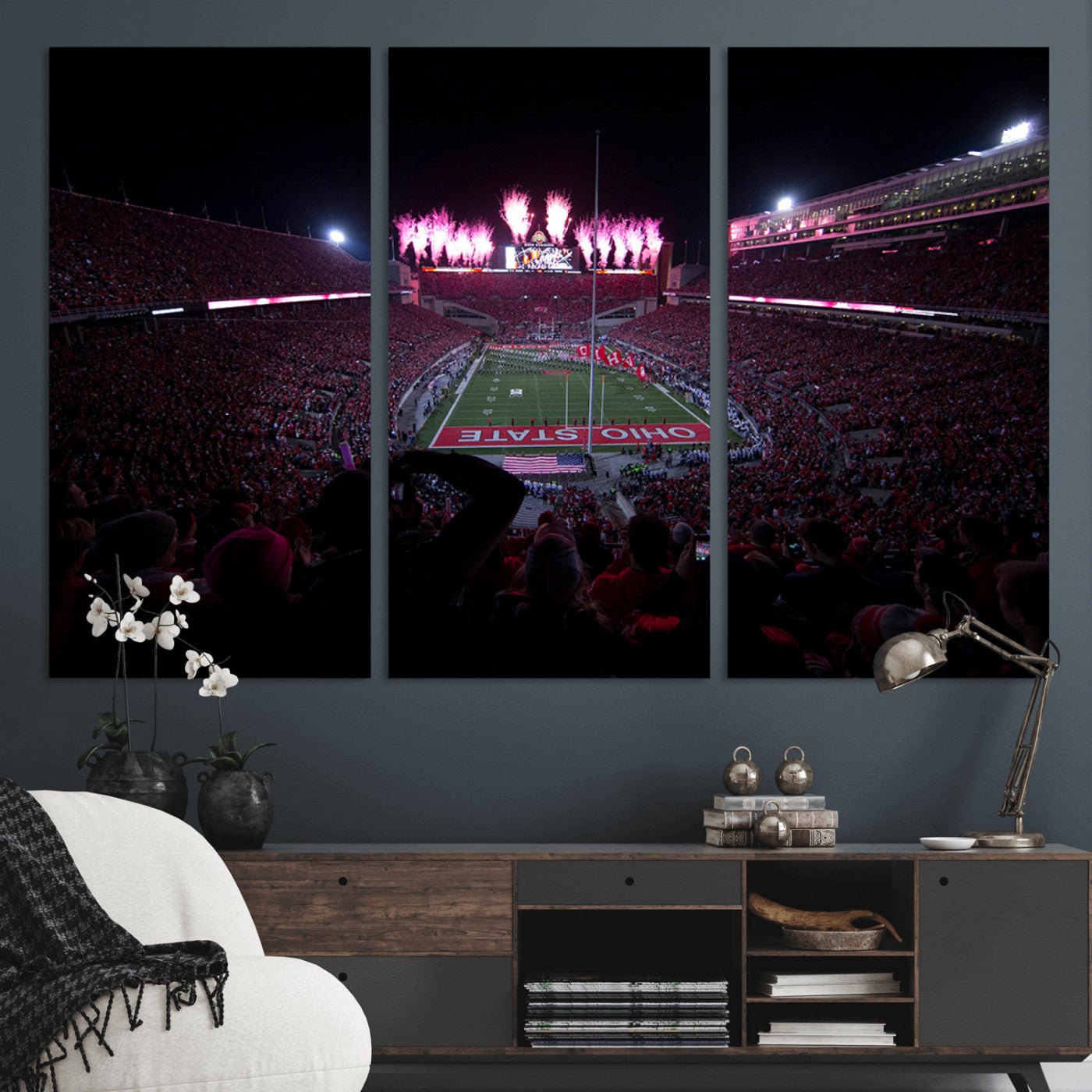 MGV-CV-48X32-3P - Ohio State University Buckeyes Football Team Print - Columbus Ohio Stadium Wall Art Canvas Print