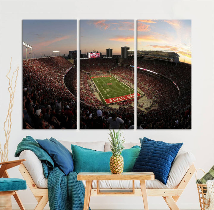 Ohio State University Buckeyes Football Team Print - Columbus Ohio Stadium Wall Art Canvas Print