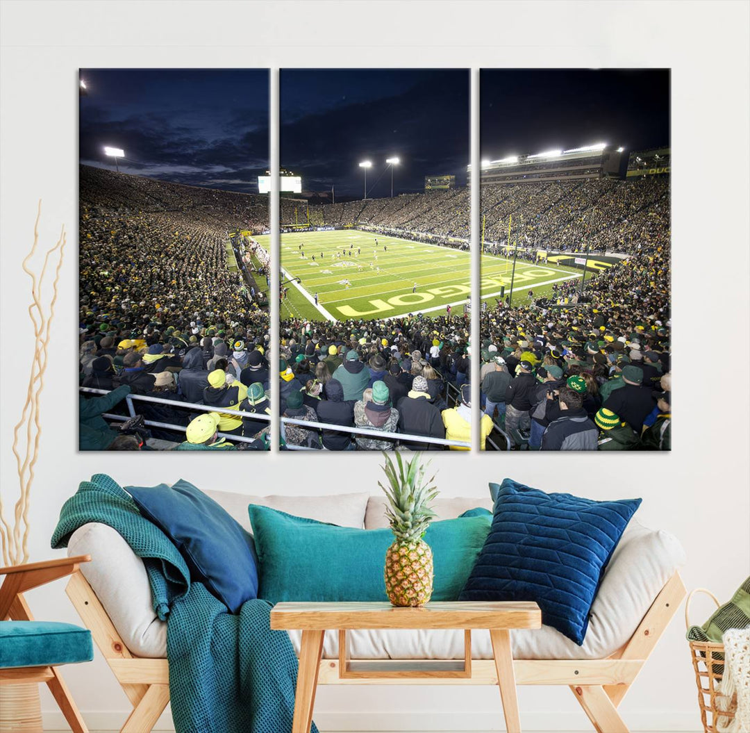 University of Oregon Ducks Football Team Print - Eugene Autzen Stadium Wall Art Canvas Print