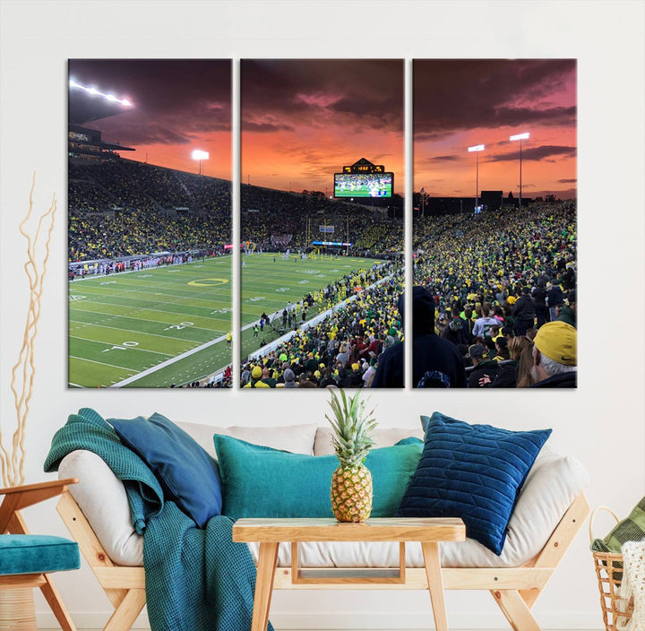 University of Oregon Ducks Football Team Print - Eugene Autzen Stadium Wall Art Canvas Print