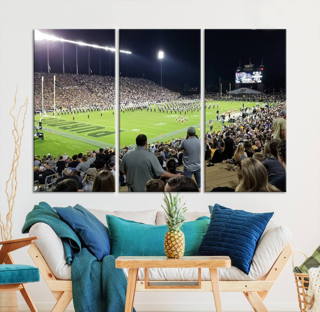 Purdue University Boilermakers Football Team Print - West Lafayette Ross-Ade Stadium Wall Art Canvas Print