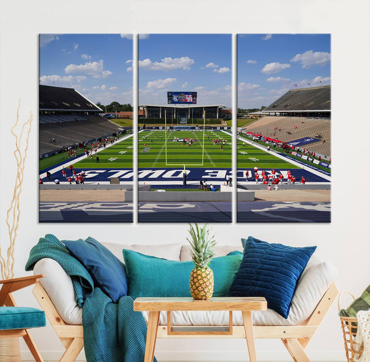 Rice University Owls Football Team Print - Houston Rice Stadium Wall Art Canvas Print