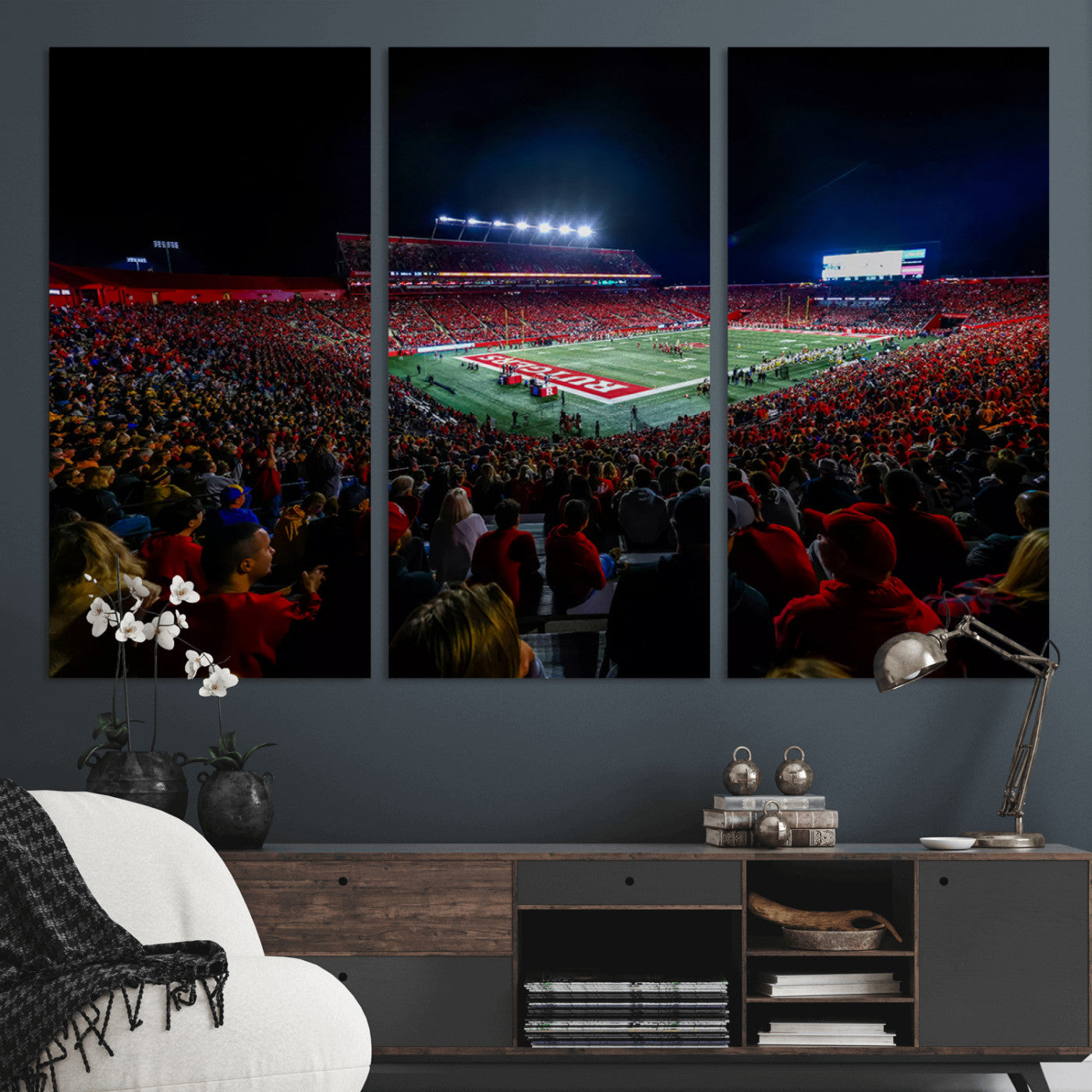 MGV-CV-48X32-3P - Rutgers Scarlet Knights Football Team Print - SHI Stadium, Piscataway Wall Art Canvas Print