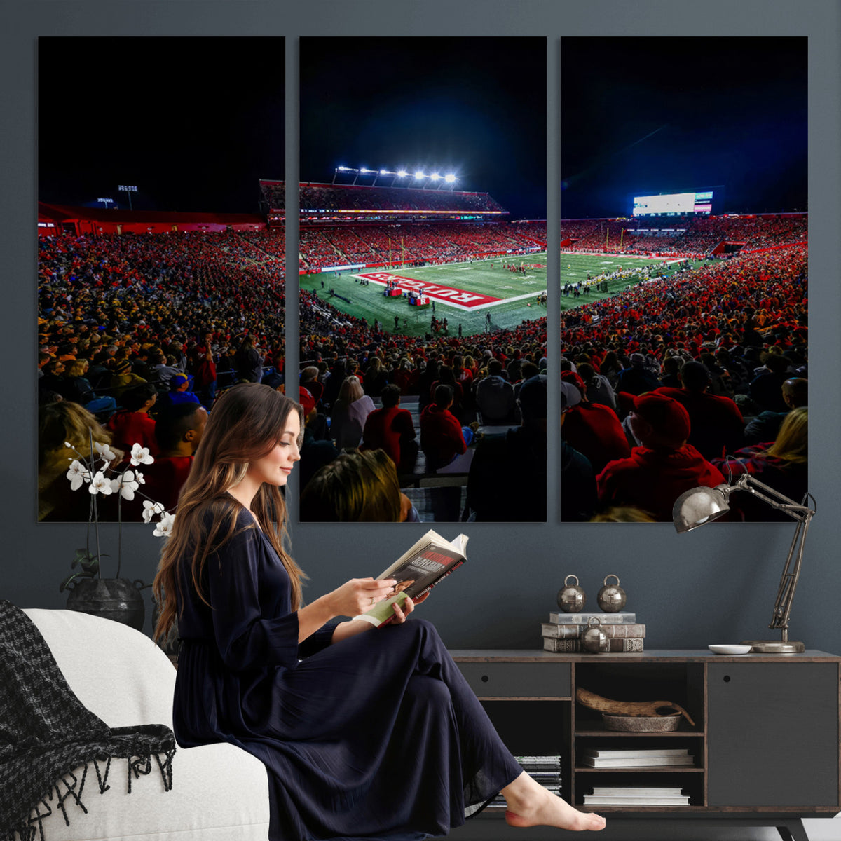 18115-PAN-FL-20X10 - Rutgers Scarlet Knights Football Team Print - SHI Stadium, Piscataway Wall Art Canvas Print