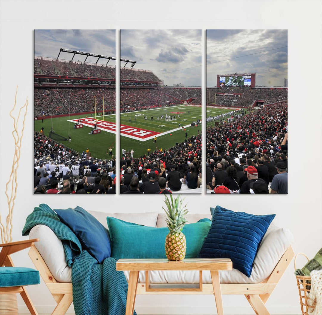 Rutgers Scarlet Knights Football Team Print - SHI Stadium, Piscataway Wall Art Canvas Print