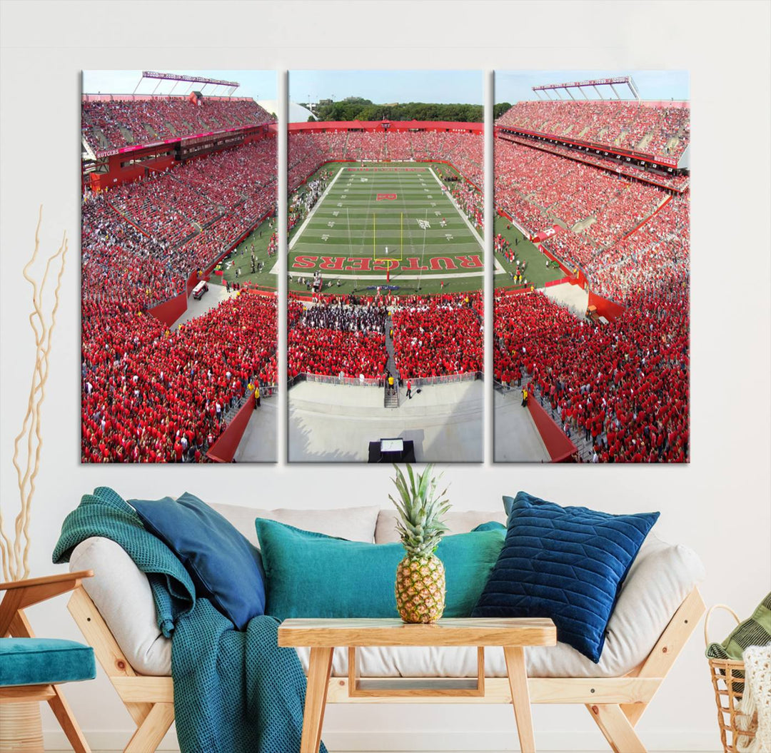 Rutgers Scarlet Knights Football Team Print - Piscataway SHI Stadium Wall Art Canvas Print