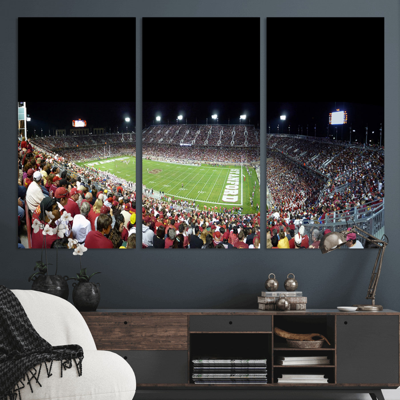 MGV-CV-48X32-3P - Stanford University Cardinal Football Team Print - Stanford Stadium Wall Art Canvas Print