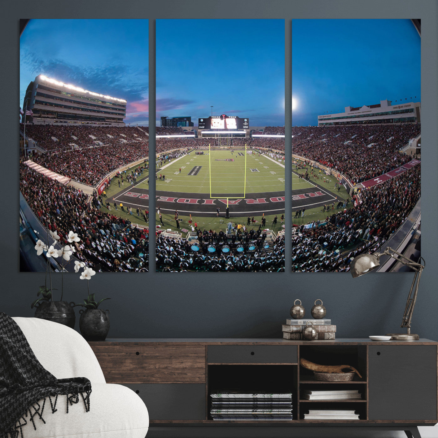 MGV-CV-48X32-3P - Texas Tech Red Raiders Canvas, Framed Football Team Print - Lubbock Jones AT&T Stadium Wall Art