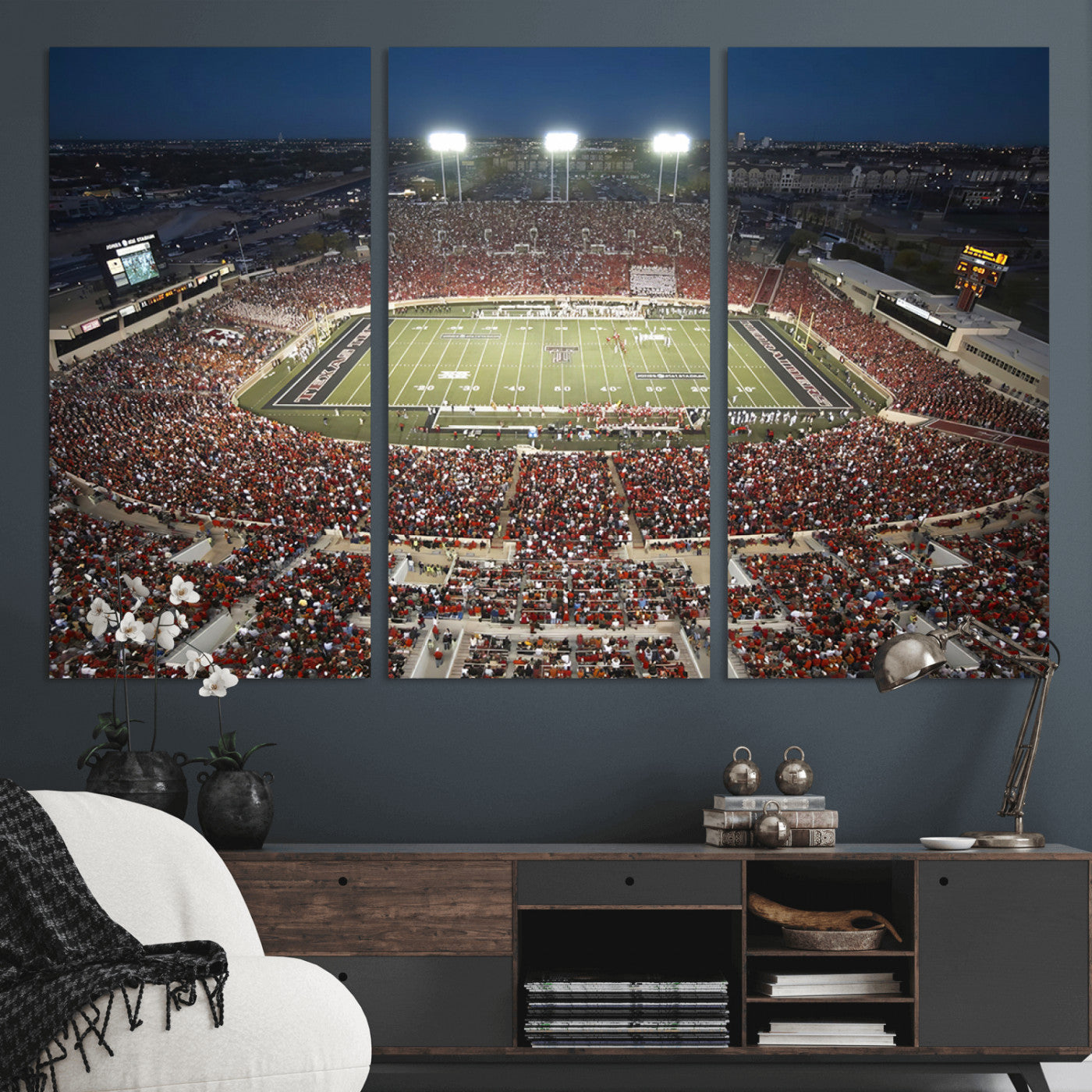 MGV-CV-48X32-3P - Texas Tech Red Raiders Football Team Print - Lubbock Jones AT&T Stadium Wall Art Canvas Print
