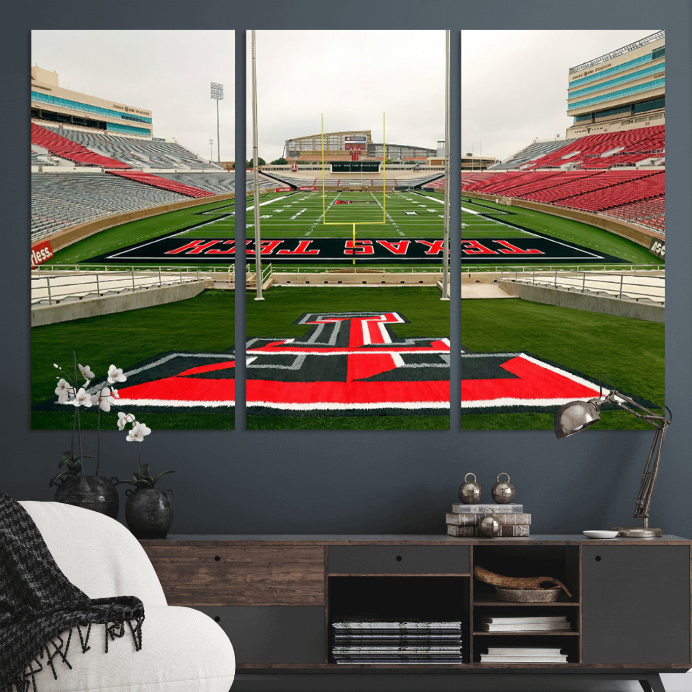 MGV-CV-48X32-3P - Texas Tech Red Raiders Football Team Print - Lubbock Jones AT&T Stadium Wall Art Canvas Print