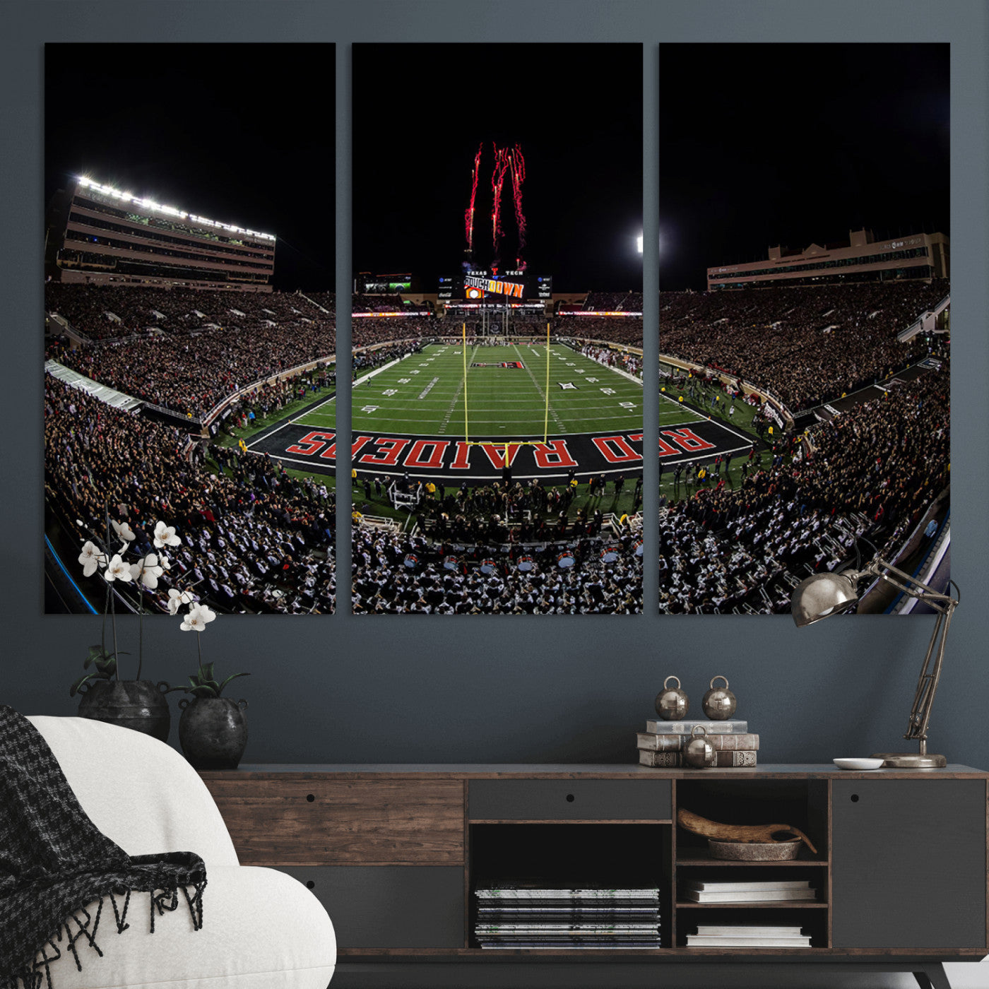 MGV-CV-48X32-3P - Framed Texas Tech Red Raiders Stadium Canvas, Texas Tech Red Raiders Football Team Print - Lubbock