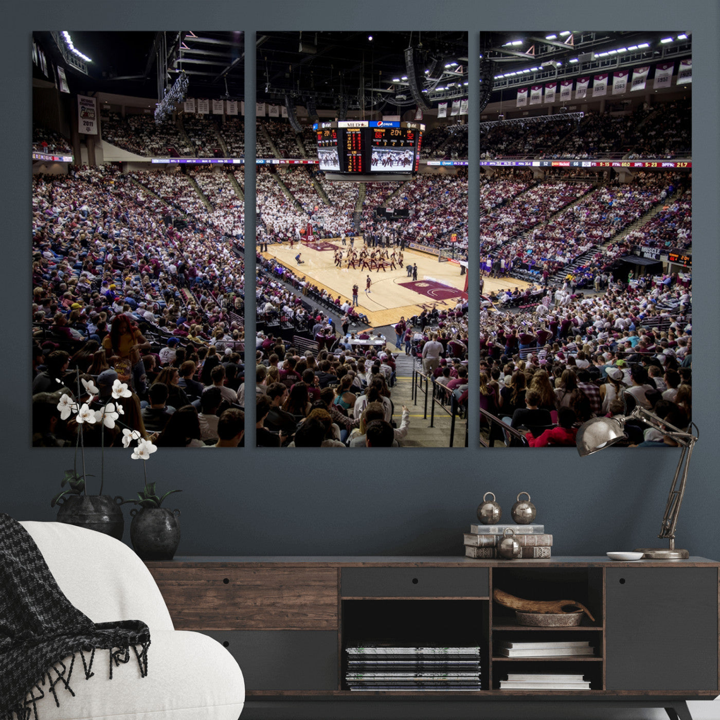 MGV-CV-48X32-3P - University of Nebraska Cornhuskers Basketball Team Print - Lincoln Red Arena Wall Art Canvas Print