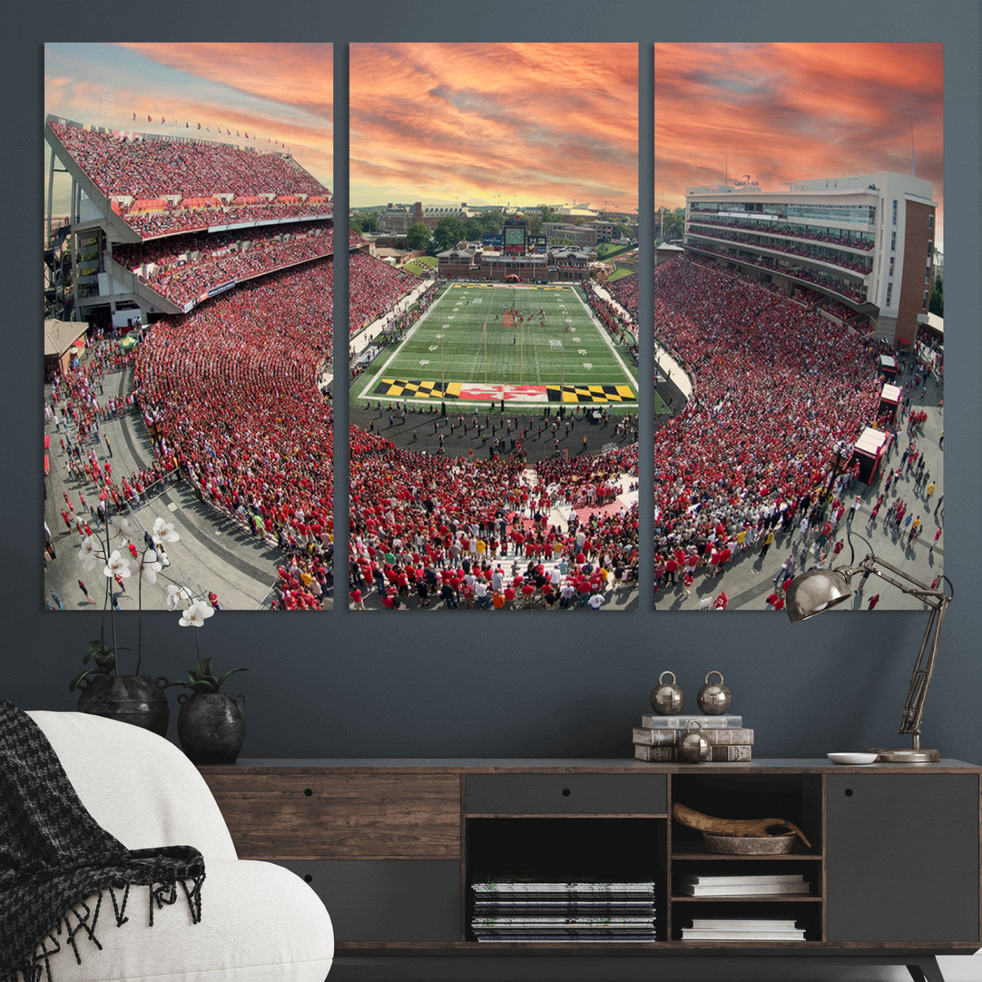 MGV-CV-48X32-3P - University of Maryland Terrapins Football Team Print - College Park SECU Stadium Wall Art Canvas