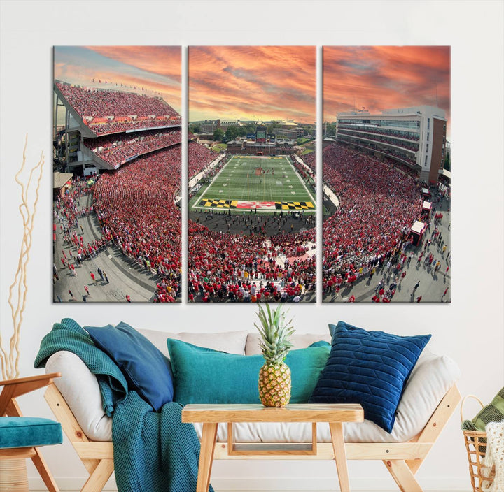 University of Maryland Terrapins Football Team Print - College Park SECU Stadium Wall Art Canvas Print