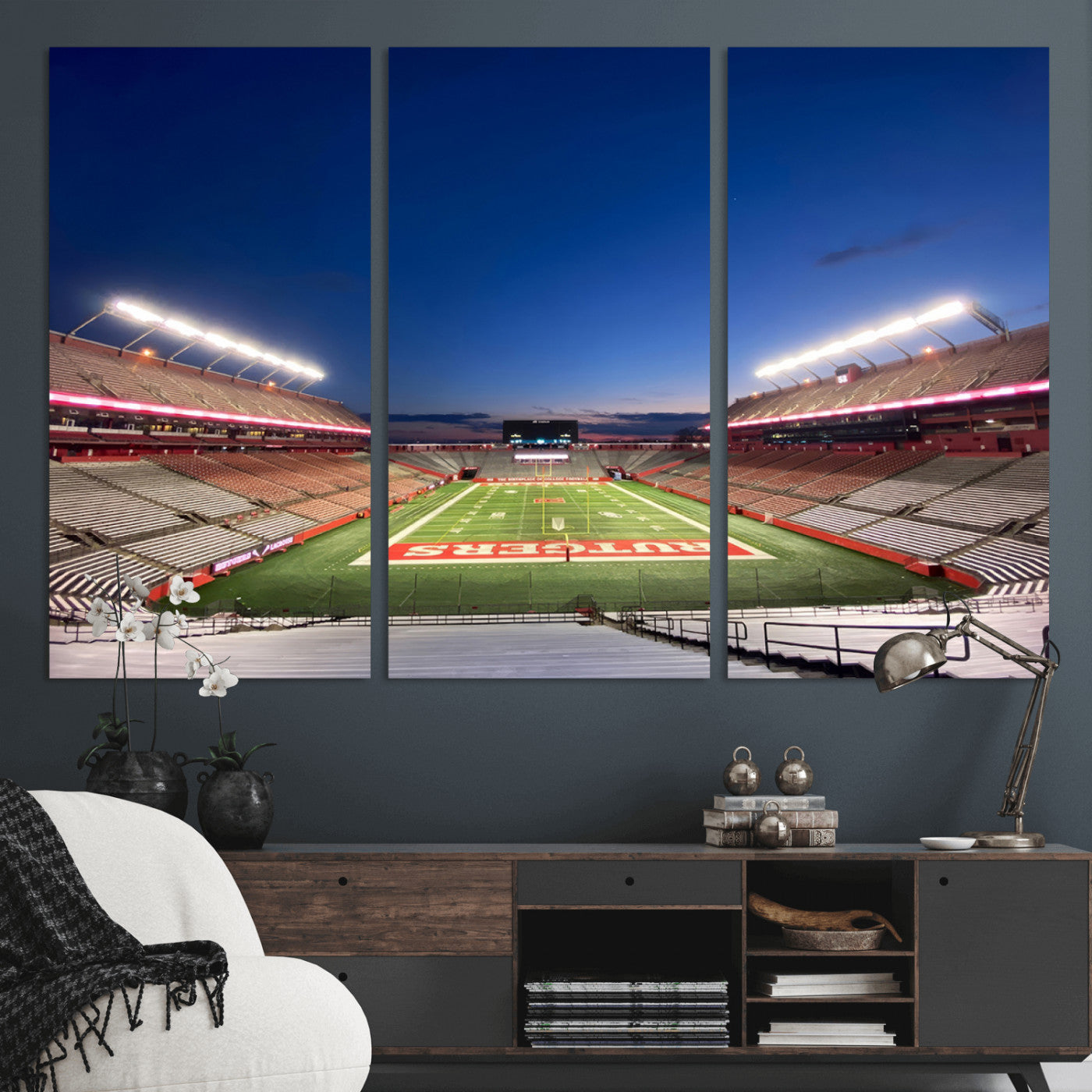 MGV-CV-48X32-3P - Rutgers Scarlet Knights Football Team Print - Piscataway SHI Stadium Wall Art Canvas Print
