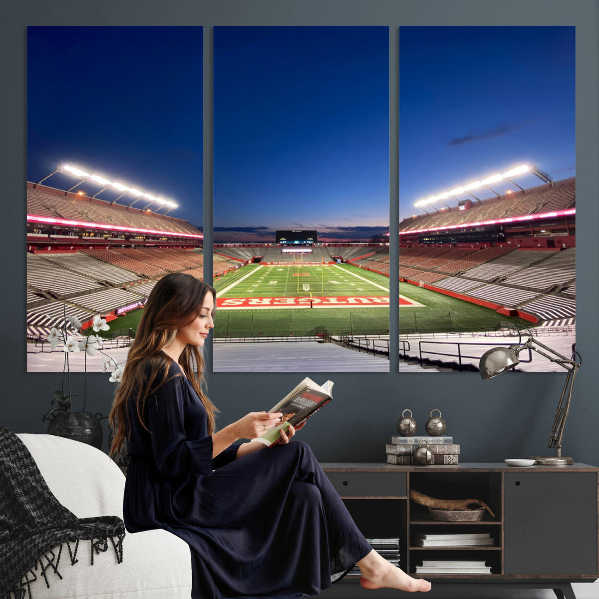 15051-MGV-CV-36X24 - Rutgers Scarlet Knights Football Team Print, Piscataway SHI Stadium