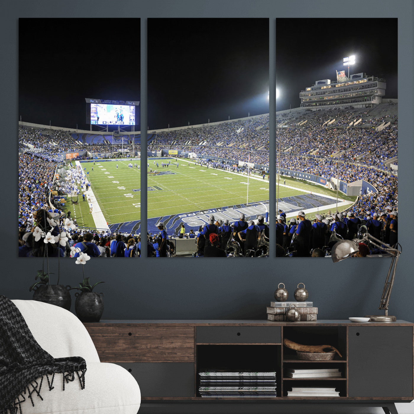 MGV-CV-48X32-3P - University of Memphis Tigers Football Team Print - Memphis Simmons Bank Liberty Stadium Wall Art