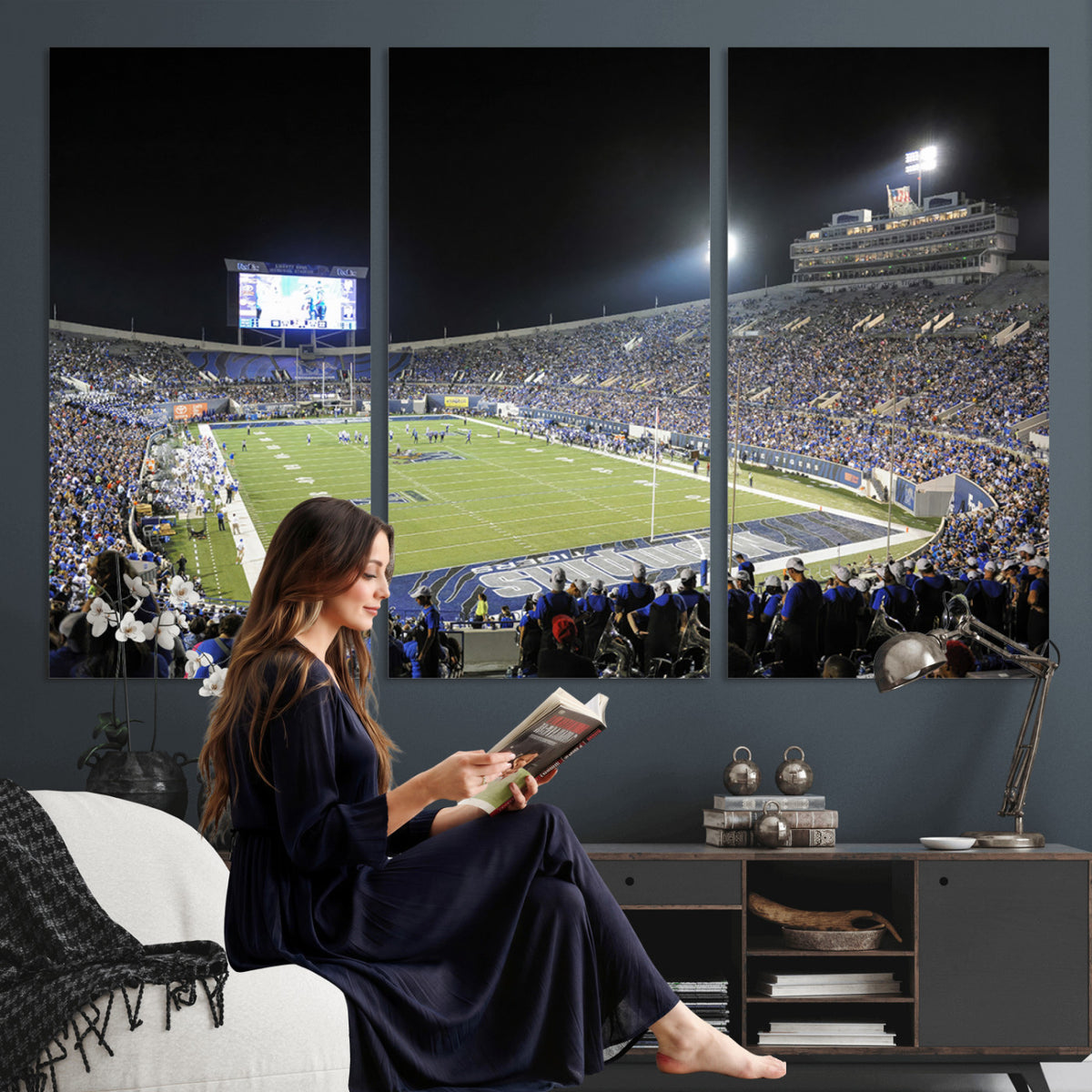 10894-PAN-FL-20X10 - University of Memphis Tigers Football Team Print - Memphis Simmons Bank Liberty Stadium Wall Art
