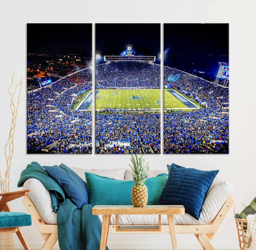 The University of Memphis Tigers Football Team Wall Art Canvas Print shines brightly.