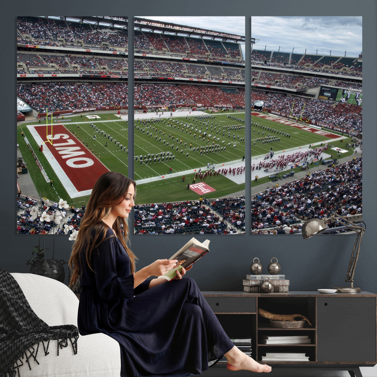 15310-PAN-FL-20X10 - The Temple University Owls Athletics Team Print - Philadelphia Lincoln Financial Field Stadium Wall