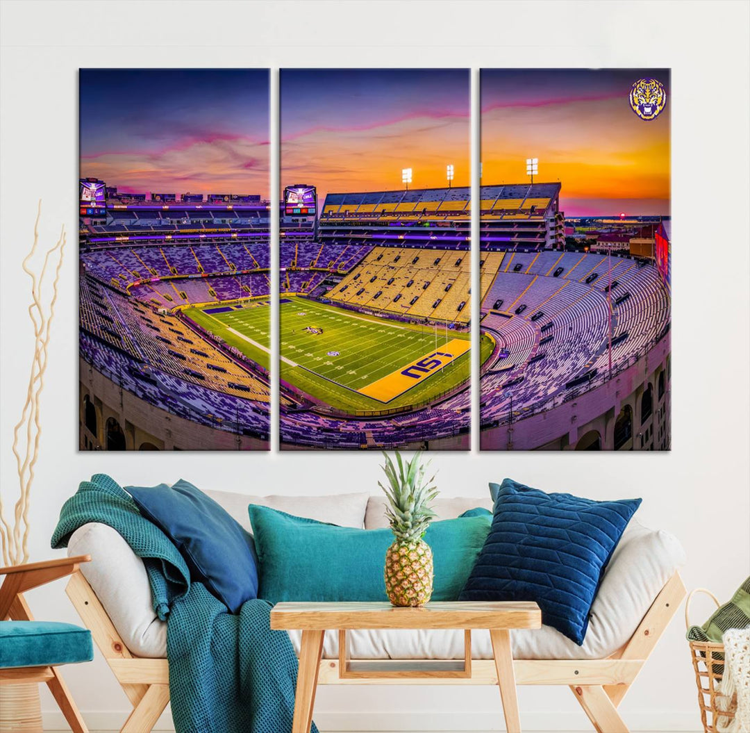 The Louisiana State University Tigers Football Team Print - Baton Rouge Tiger Stadium Wall Art Canvas Print