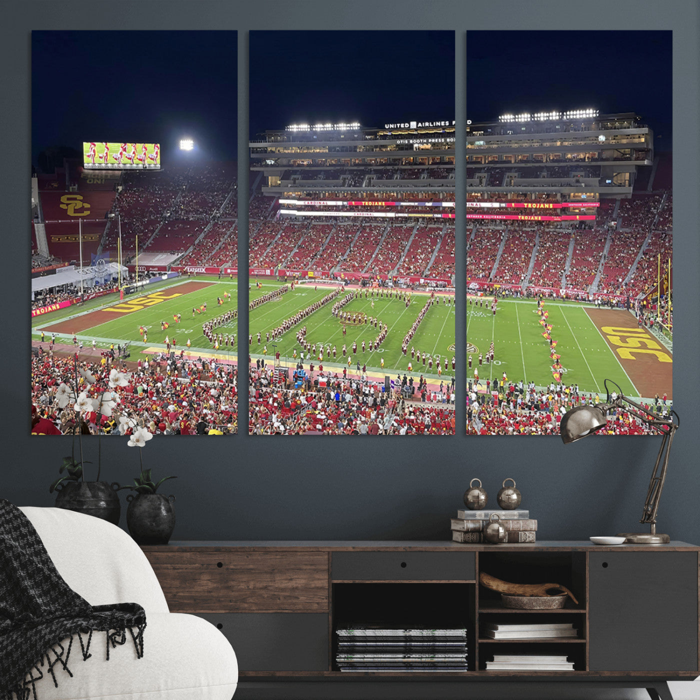 MGV-CV-48X32-3P - The University of Southern California USC Trojans Football Team Print - Los Angeles Memorial