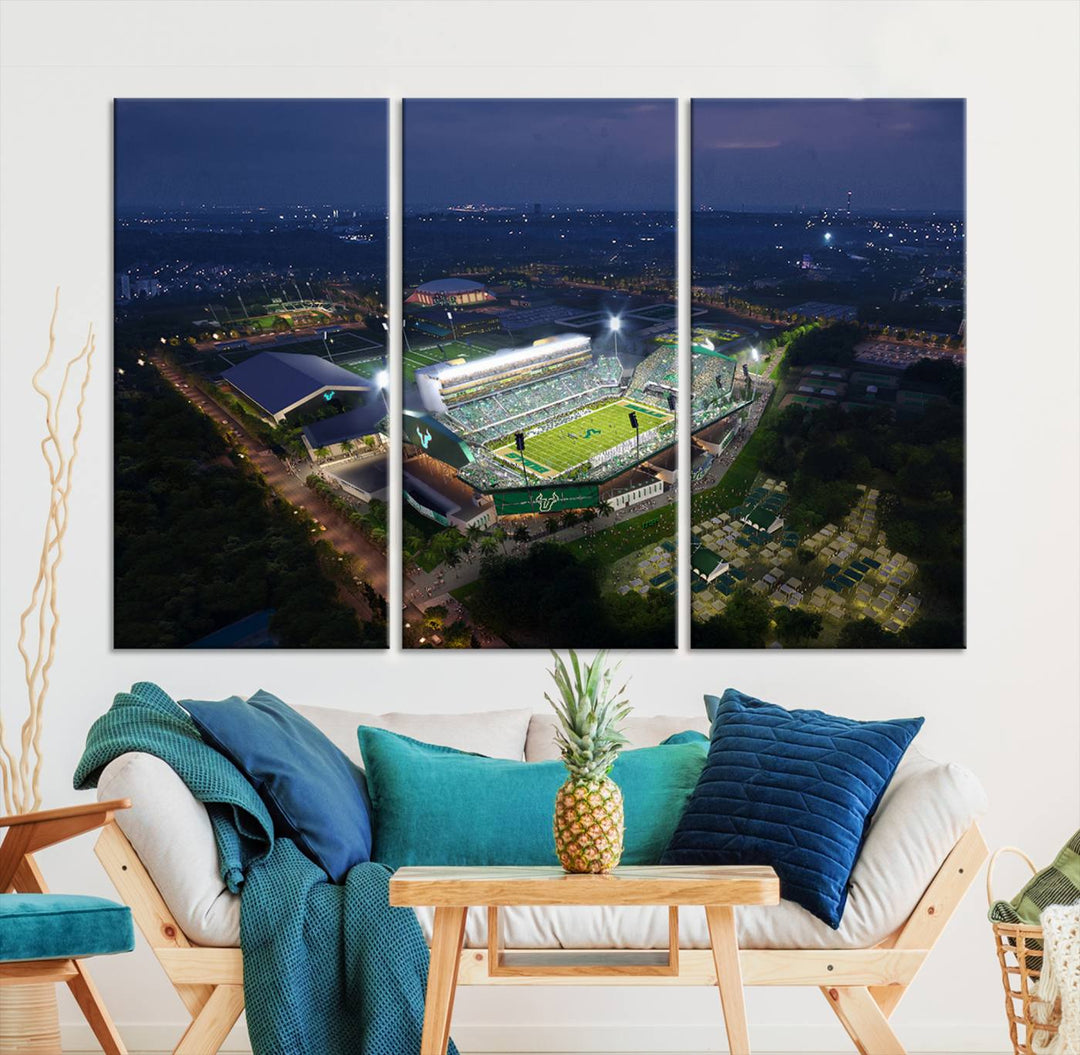 The University of South Florida Bulls Football Team Print - Tampa USF Football Stadium Wall Art Canvas Print