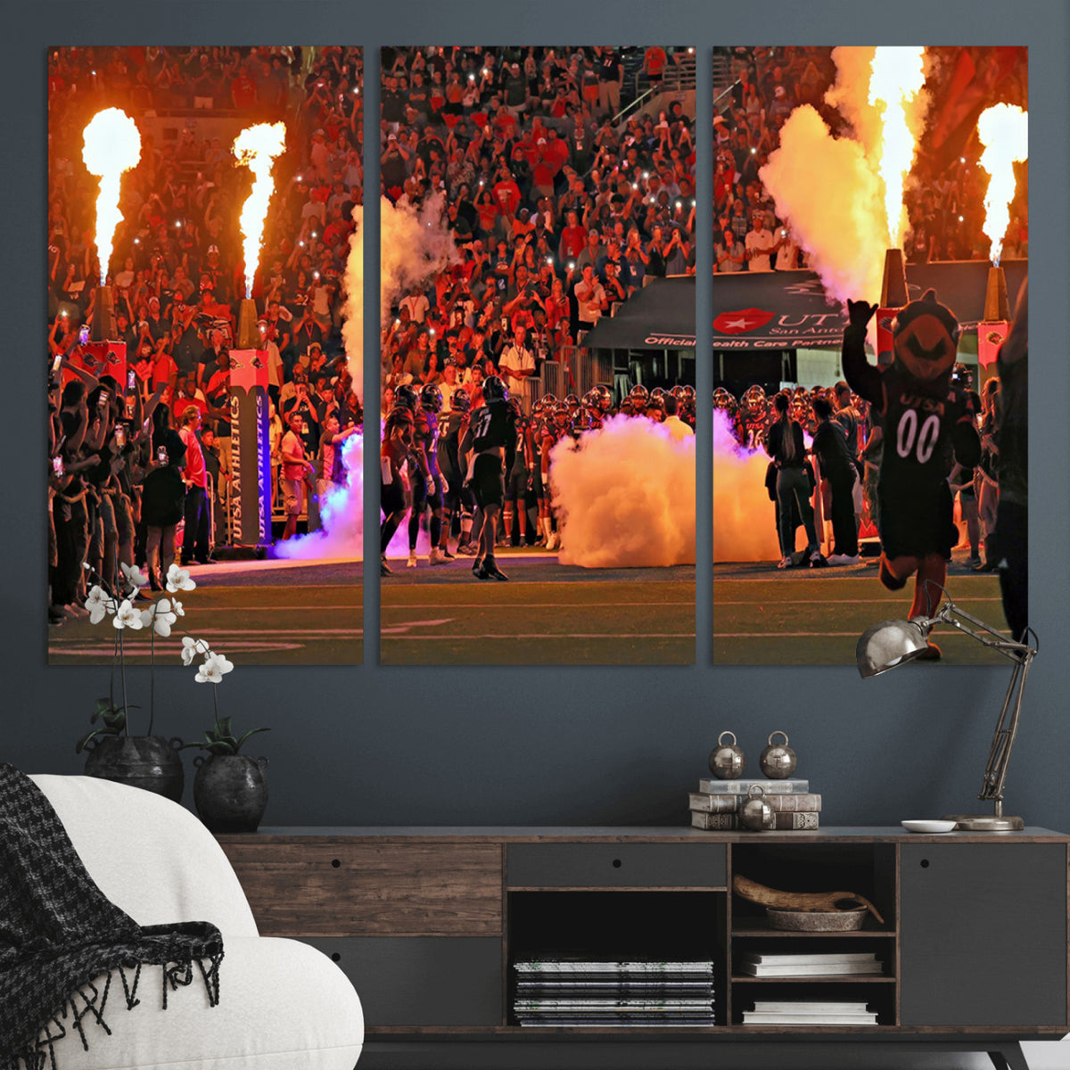 98664-MGV-CV-36X24 - The University of Texas at San Antonio Roadrunners Football Team Print, Extra Large Game Room Wall Decor